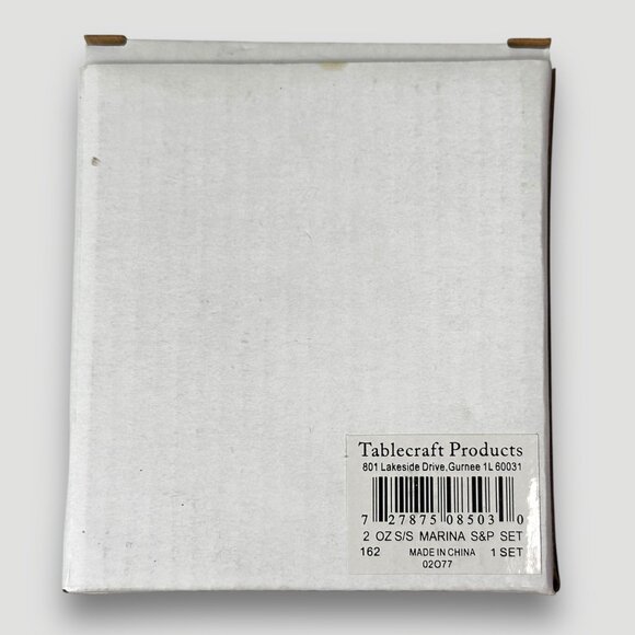 Tablecraft 2 Oz Stainless Steel Marina S&P Shaker Set NIB - Picture 3 of 5